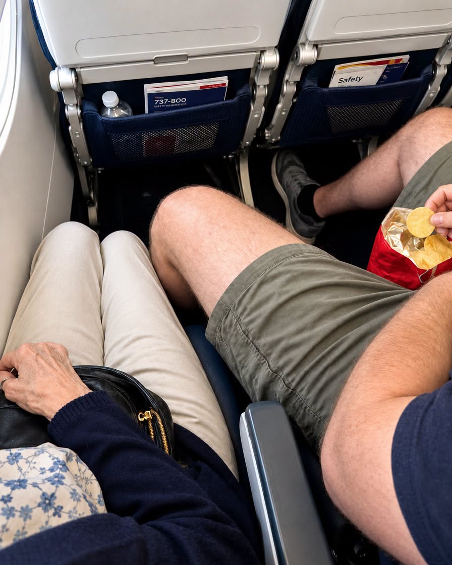 A Man Kept Manspreading Into a Woman’s Plane Seat for Hours – When He Returned From the Restroom, He Shouted, ‘What the Hell Did You Do?!’